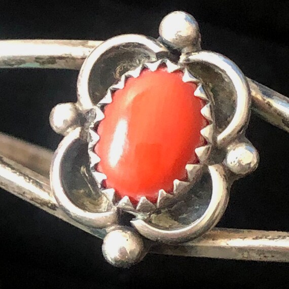 Red Coral 925 Sterling Silver Cuff Bracelet Bangl… - image 3