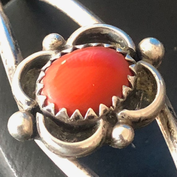 Red Coral 925 Sterling Silver Cuff Bracelet Bangl… - image 4