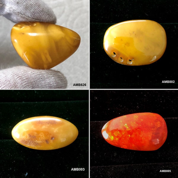 Natural Baltic Amber Brooches, Egg Yolk, Butterscotch, Cognac Flower ,Tiger strips, Polished