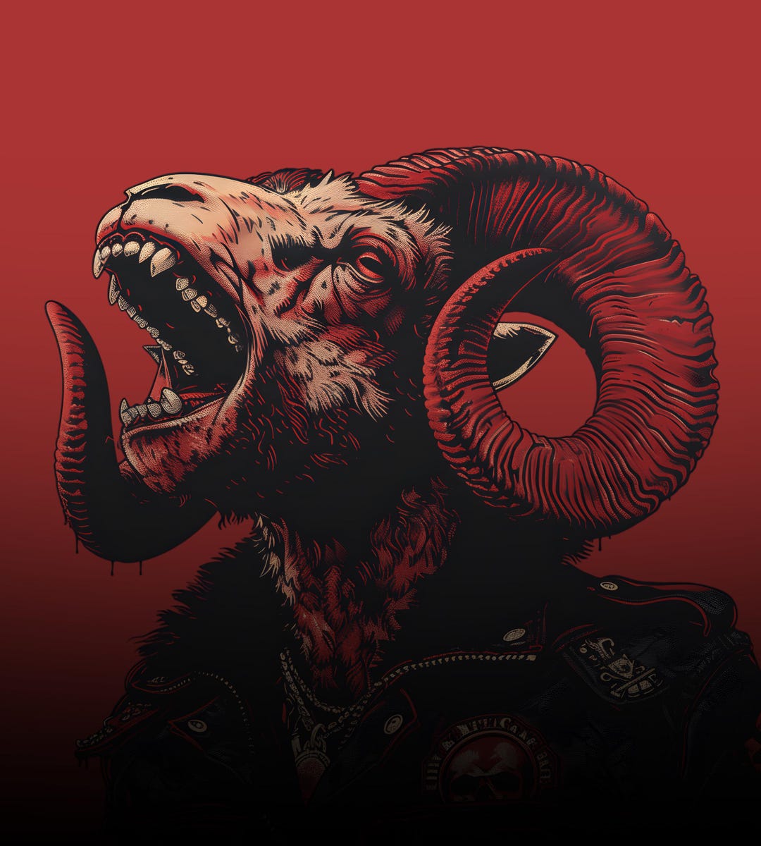 Gothic Goat Dark Gothic Goat Wall Art Printable | Cyberpunk Animal Poster Instant ...