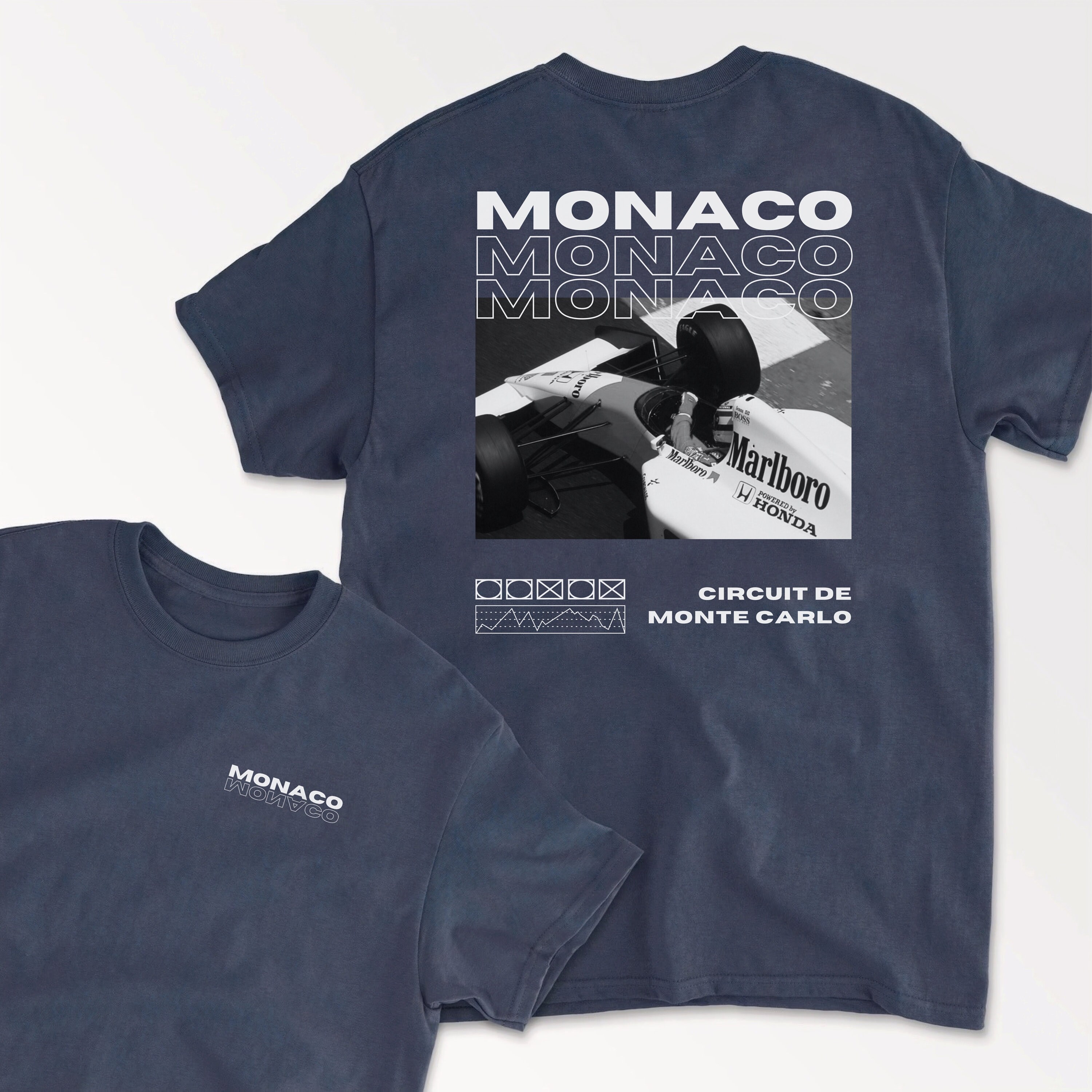 T-shirt Vintage Grand Prix De Monaco Brodé - Années 90 - Taille M - Parfait état - Pour Femme