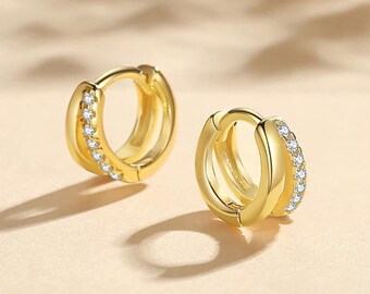 18k Gold Plated Sterling Silver Huggie Hoop Earrings, Dainty earrings, Minimalist Jewelries, Simplicity, Everyday jewelries, Perfect Gift