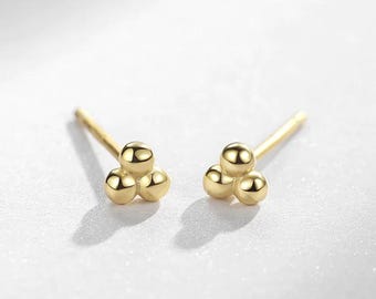 18k Gold Plated Sterling Silver Everyday Stud Earrings, Dainty earrings, Minimalist Jewelries, Simplicity, Everyday jewelries, Perfect Gift