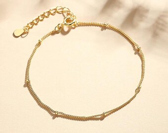 18k Gold Plated 925 Sterling Silver Timeless Bracelet, Dainty bracelet, Minimalist Jewelries, Simplicity, Everyday jewelries, Perfect Gift