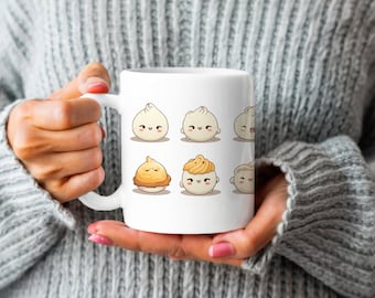 Cute Dumpling Coffee Mug l Cute Bao Bun Design | Gift Idea for Bao Lovers l Ceramic Mug 11oz l Gift for Him l Gift for Her l Cute Coffee Mug