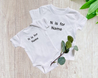 Personalized Baby Name Onesie, Alphabet Name baby onesie, Baby Shower Gift, Toddler Name T-shirt, Custom Name Baby Bodysuit, fast shipping