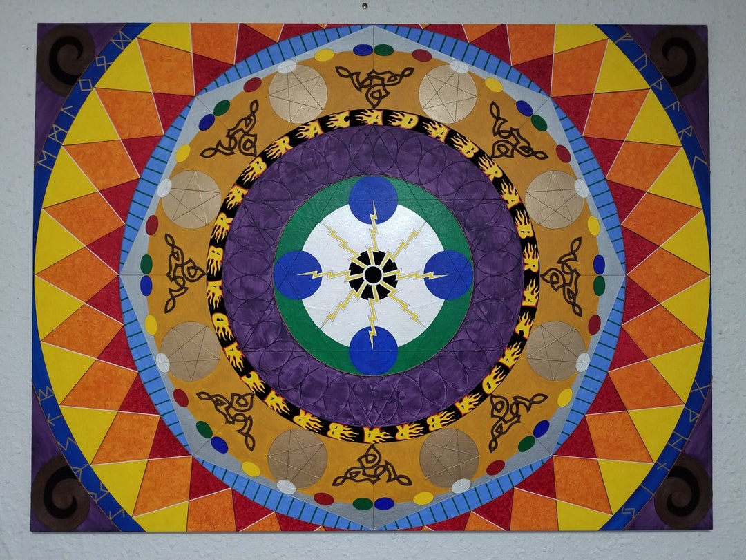 Jeff Geissler Acrylic Mandala Abstract String Abracadabra Runes ...