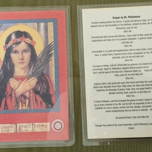 Santa Filomena (Carta Reliquia) INGLESE