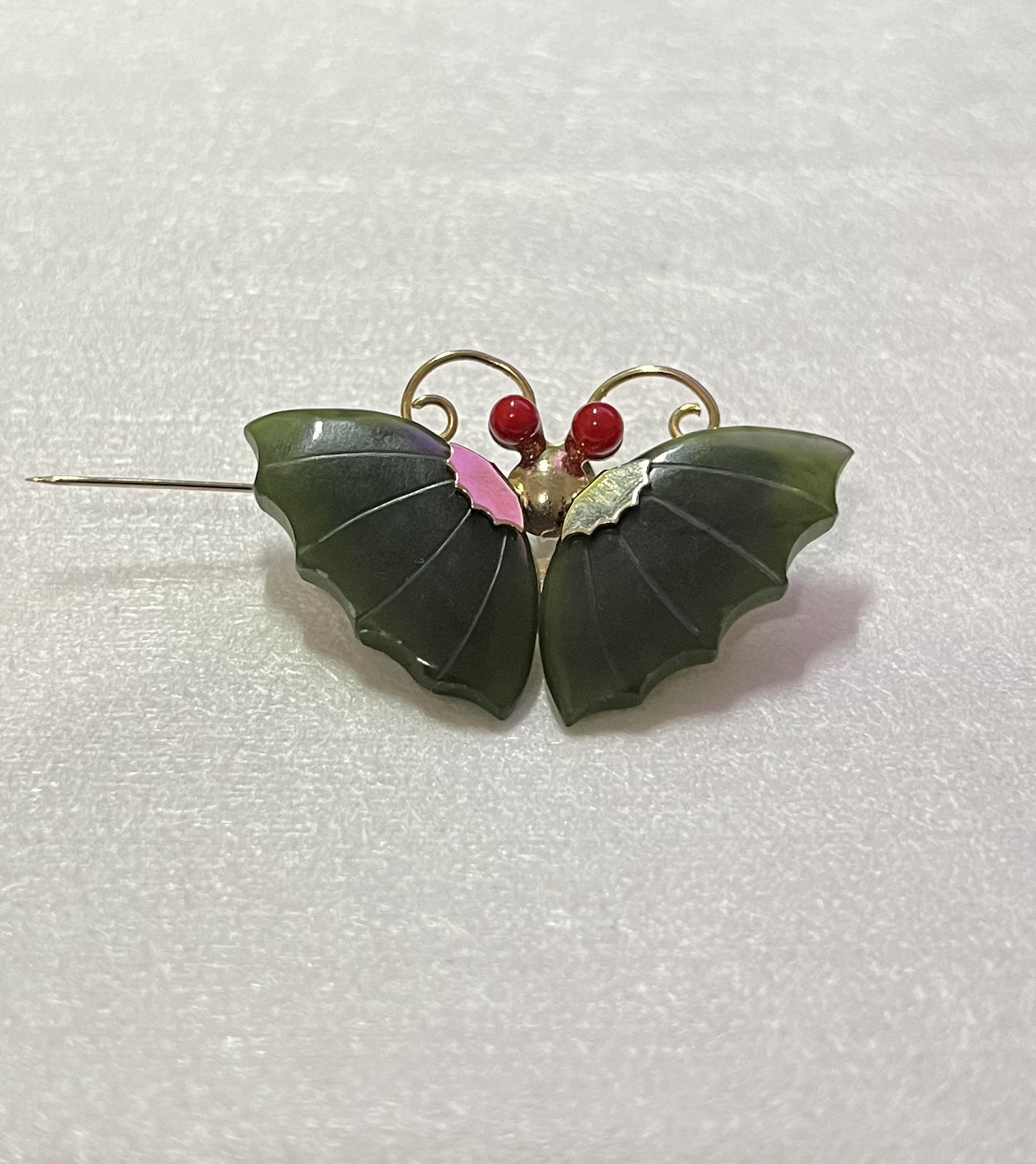 Vintage Jade Butterfly Brooch/pin Etsy