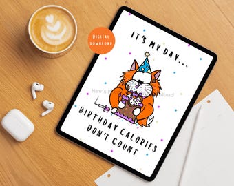 Funny Cat Birthday Card: Printable Last-Minute Gift (Digital Download)