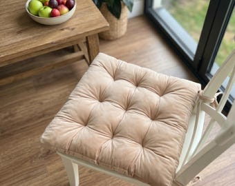Velvet Tufted Trapezoid Chair Cushion, Dining Seat Pad, New Apartment Gift