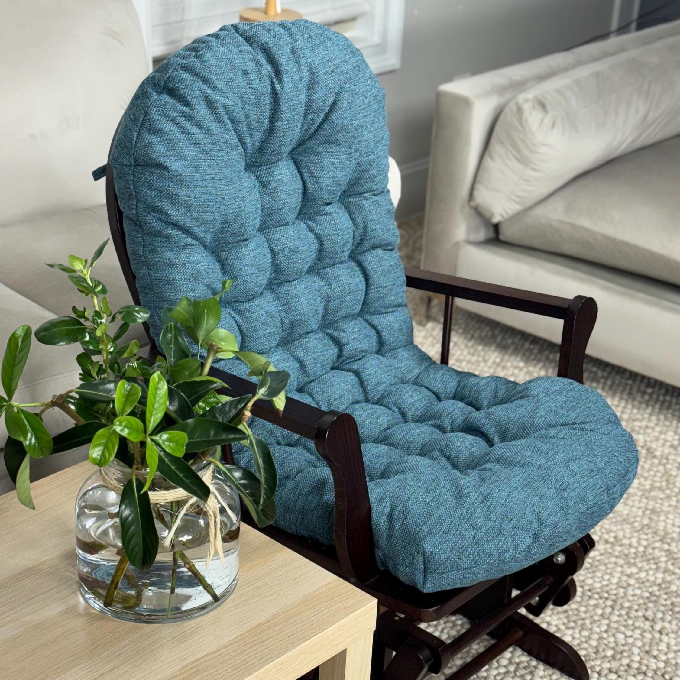 Rocking Chair Cushion Pad Thick Tufted Blue Gift for Mom Vintage ...
