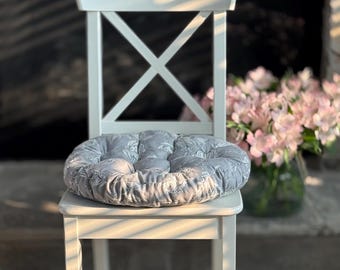 Round Dining Chair Cushions, Panama Fabric Chair Pad with Ties, Hostess Gift