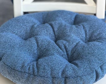 Tufted Tweed Round Seat Cushion with Ties, Dining Chair Cushions, Custom Size Floor Cushion