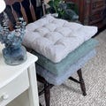 Tweed Trapezoid Dining Chair Pad with Straps, 9 Tufted Stitches: Kitchen Seat Chair Cushion with Ties