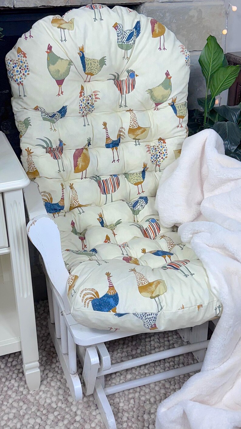 Chicken Rocking Chair Custom Rocking Chair Cushion, Chicken Pattern, Glider Cushion Nursery ...