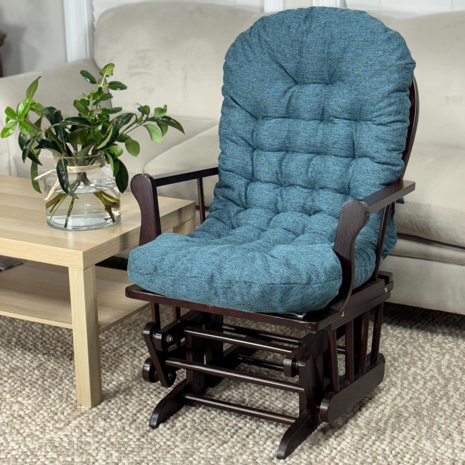 Rocking Chair Cushion Pad-Green Melange