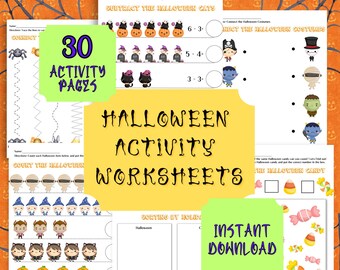 30 attività di Halloween stampabili/colorazione di Halloween/fogli di lavoro di attività/attività per bambini/Halloween stampabili/pagine di attività