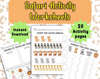 20 Safari Animal Activity Printable Safari Learning Pack Activity Worksheets Activities for Kids Animal Printable Activity Back to School