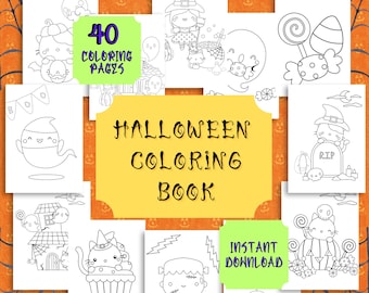 40 Halloween Coloring Printable | Halloween Coloring | Coloring Book | Activities for Kids | Halloween Printable | Children Coloring