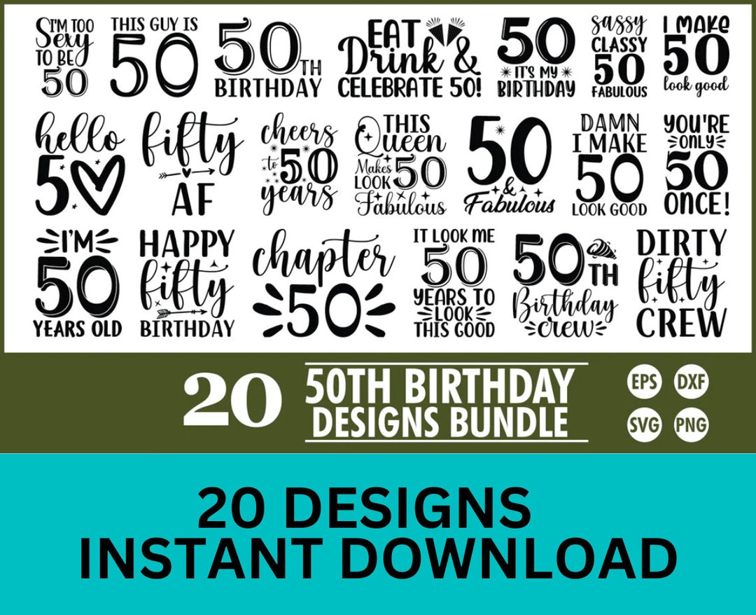 50th Birthday SVG Designs Bundle, Birthday Party Gift Svg, Svg Files ...