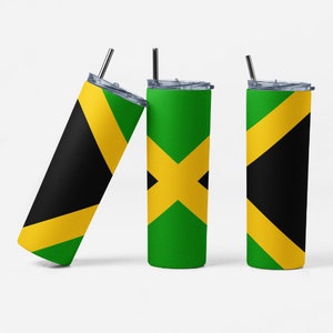Jamaican Flag 20oz Tumbler, Stainless Steel, Personalized Gift, Caribbean Vacation Cup, Customized Tumbler, Gift for Him, Mug, Birthday Gift