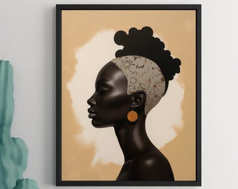 Printable Canvas, Portraits of Beautiful Black Women, Room Decor, Poster Wall Art, Black Art Canvas, African American Women, Black Art Decor