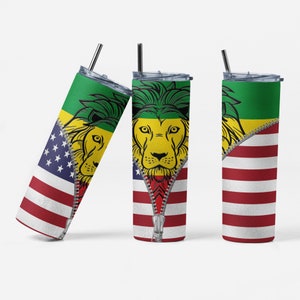 Jamaican American 20oz Tumbler, Stainless Steel, Personalized Gift, Caribbean Vacation Cup, Customized Tumbler, Gift for Him, Birthday Gift
