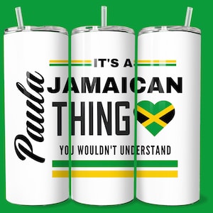 Jamaican Flag 20oz Tumbler, Stainless Steel, Personalized Gift, Caribbean Vacation Cup, Customized Tumbler, Gift for Him, Mug, Birthday Gift