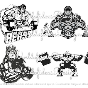 Gorilla Gym SVG Bundle, Bodypainting Fitness PNG (digitaler Download)