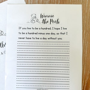 Winnie the Pooh Tracing and Copywork