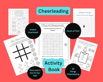 Libro di attività per cheerleader: giochi, cruciverba, labirinto, tris, bomboniere per feste, stampabile, download immediato