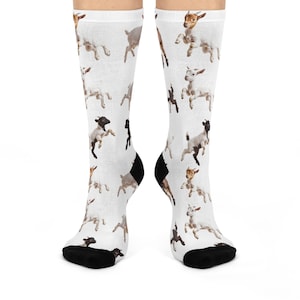 Baby Goats Jumping Cushioned Crew Socks, Baby Goat Socks