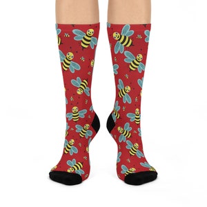 Honeybee Cushioned Crew Socks, Bee Socks, Honeybee Socks