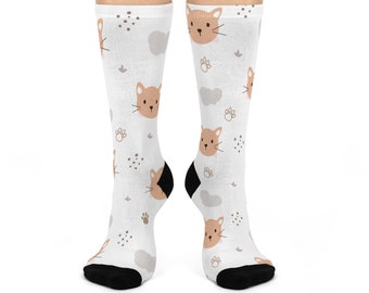 Calcetines con cara de gato adorables / Calcetines con estampado de gatito adorables para amantes de los gatos / Cómodos y elegantes / Calcetines de gato de dibujos animados, regalo para cumpleaños y festividades