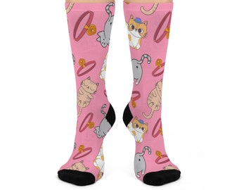 Stylish and Cozy Pink Socks Gift | Cute Kitty Paw Print Soft Socks | Fun Cat Lover Gift for Women and Men | Unique Cat Paw Pattern Socks