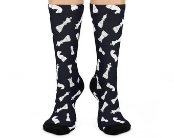 Calcetines acolchados con temática de ajedrez, calcetines de ajedrez, calcetines de juego