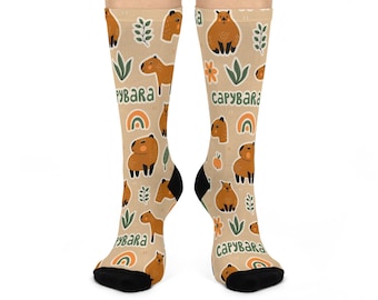 Capybara Themed Cushioned Crew Socks, Capybara Socks