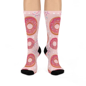 Doughnut Themed Cushioned Crew Socks