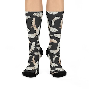 Moth Themed Cushioned Crew Socks, Moth Socks