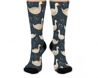 Goose Themed gepolsterte Crew Socken, Gänsesocken, Gänse Socken