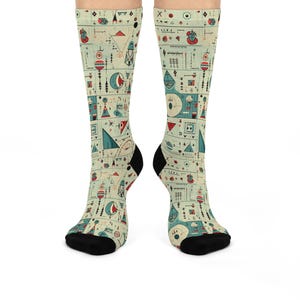 Scientific Chaos Cushioned Crew Socks, Science Tools Formulas Socks, Novelty Socks