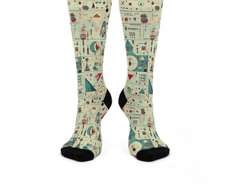 Scientific Chaos Cushioned Crew Socks, Science Tools Formulas Socks, Novelty Socks
