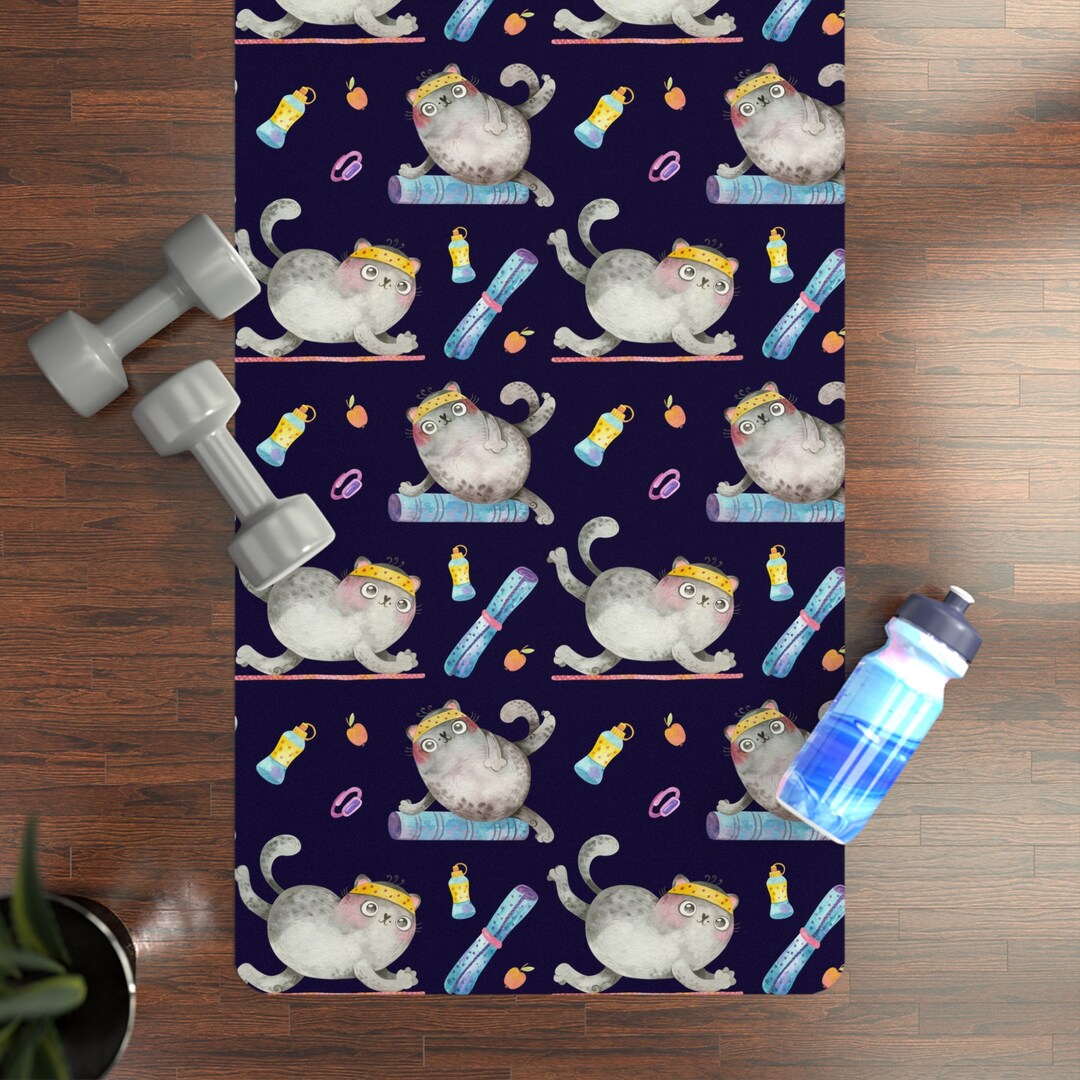 Cat Yoga Mat, Cats Doing Yoga, Cat Exercise Mat - Etsy