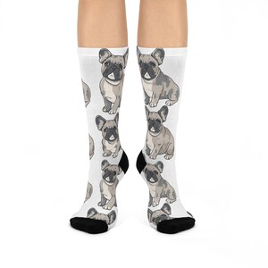 Playful French Bulldog Crew Socks, Pet Lover Gift, Animal Print Socks, Unique Gift Idea