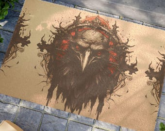 Halloween Doormat, Crow Doormat, Crow Welcome Mat