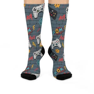 Gamer Socks, Controller Print, Video Game Crew Socks, Gaming Gift, Novelty Footwear, Fun Gamer Apparel