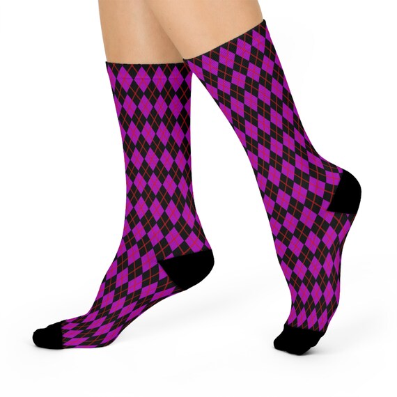 Purple Argyle Cushioned Crew Socks, Purple Dress Socks - Etsy