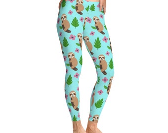 Sloth Stretchy Leggings, Sloth Yoga Pants