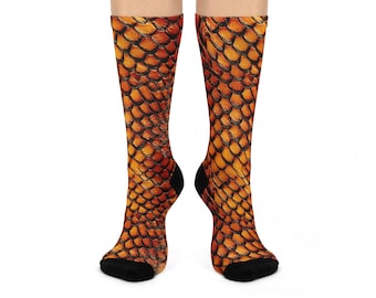 Snake Skin Themed Cushioned Crew Socks